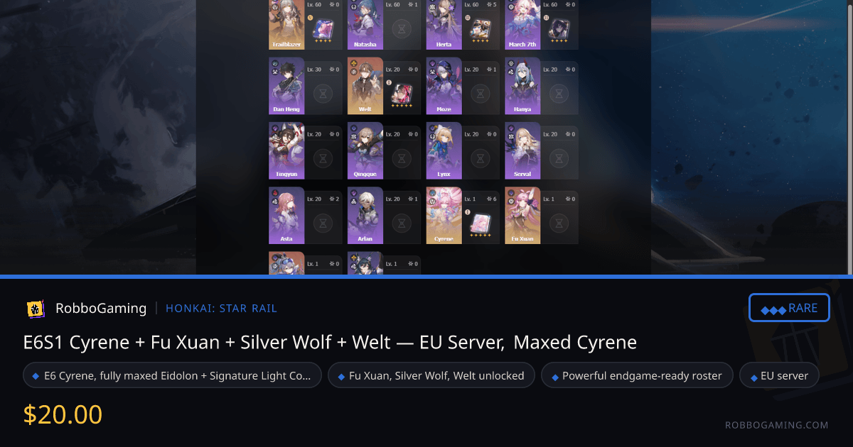E6S1 Cyrene + Fu Xuan + Silver Wolf + Welt — EU Server, Maxed Cyrene