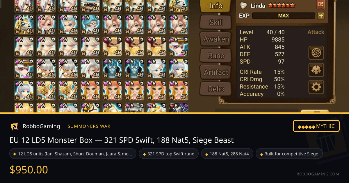EU 12 LD5 Monster Box — 321 SPD Swift, 188 Nat5, Siege Beast