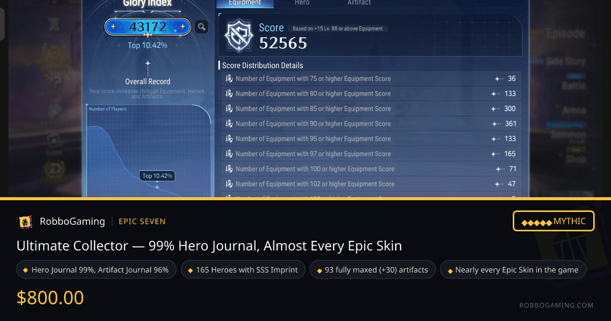Ultimate Collector — 99% Hero Journal, Almost Every Epic Skin